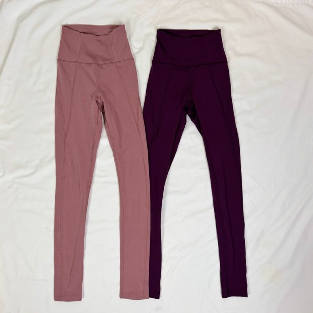 Lot x 2 GIRLFRIEND COLLECTIVE Econyl XXS Leggings Hi Rise Mauve Pink Purple - Picture 4 of 14